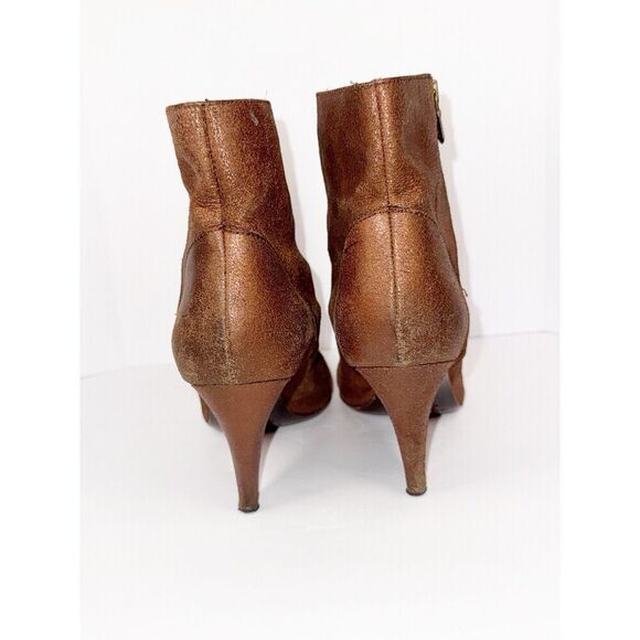 Billy Reid Womens Leather Ankle Boot Metallic Bronze Booties Zip Cone Heel 8.5 B - Picture 7 of 16